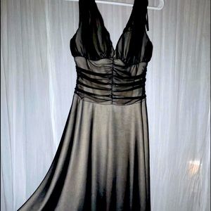 Holiday cocktail dress! Sheer black lined, empire waist size 8
